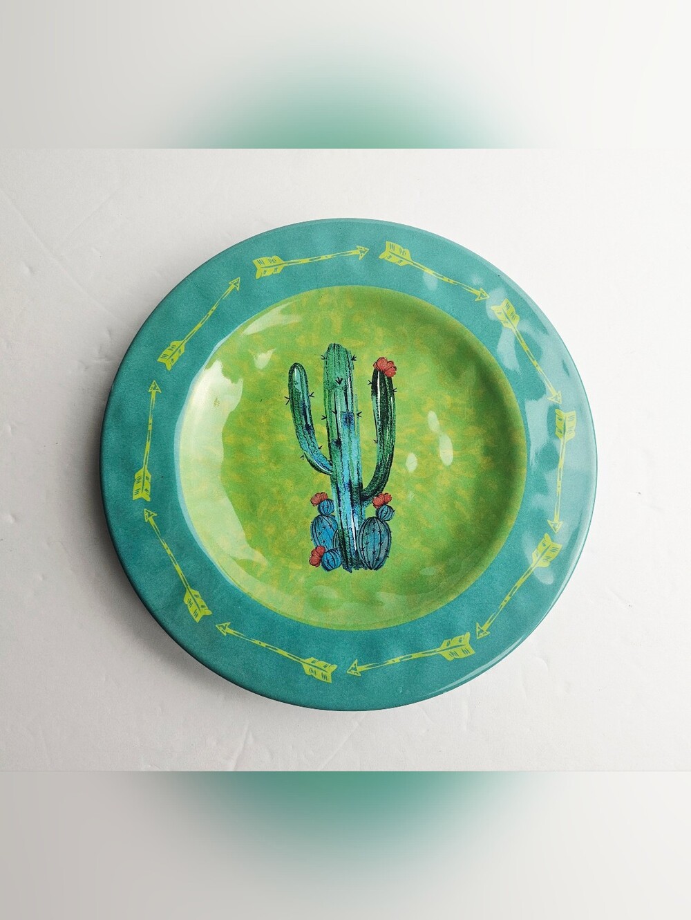 HiEnd Accents Paseo Road Cactus Melamine Salad Plate - 8.8" Southwestern Dessert